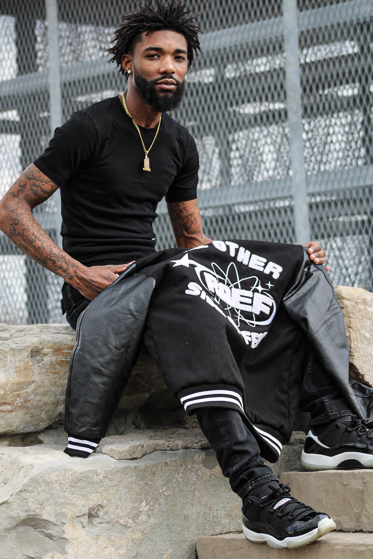 Raef Black and White Varsity Jacket